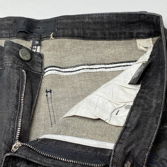 NEW TULONES Men’s Euro Skinny Jeans Coated Black Distressed Denim Size 36 NWT - Picture 7 of 11